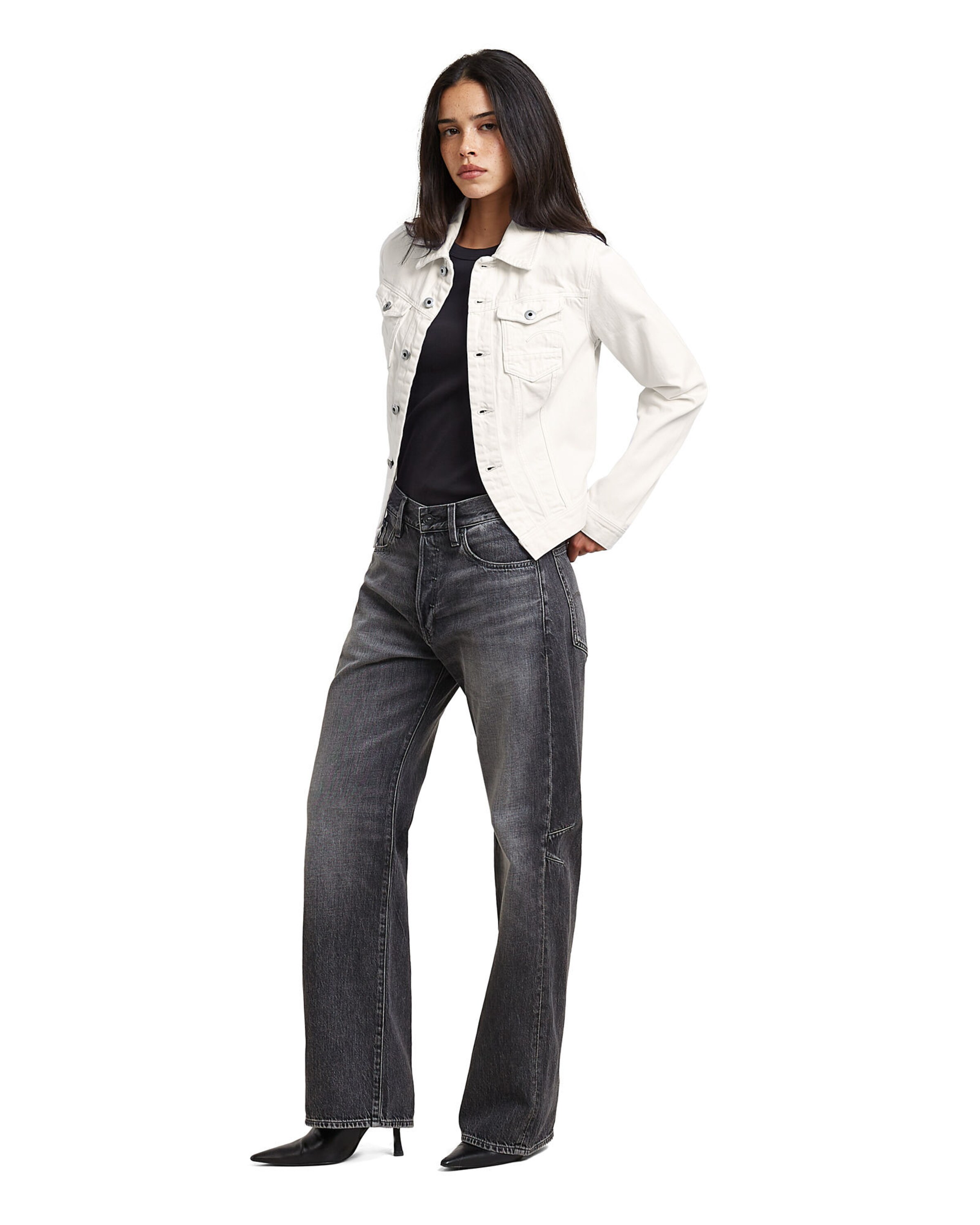 G-STAR Denim jacket - 'Pitched Hem Slim Jacket' in Weiß
