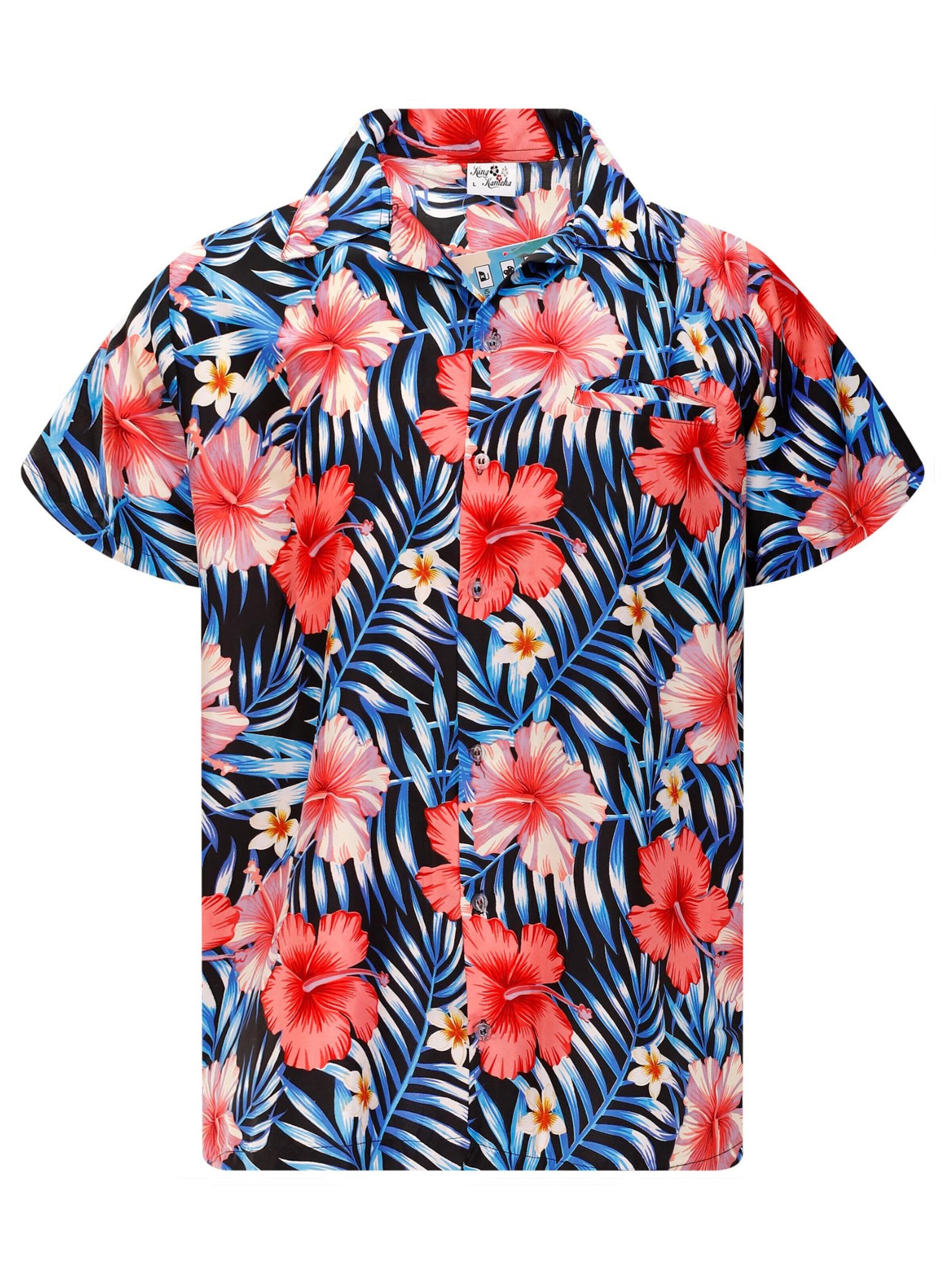 Chemise 'Tropical Hibiscus' King Kameha en bleu : devant