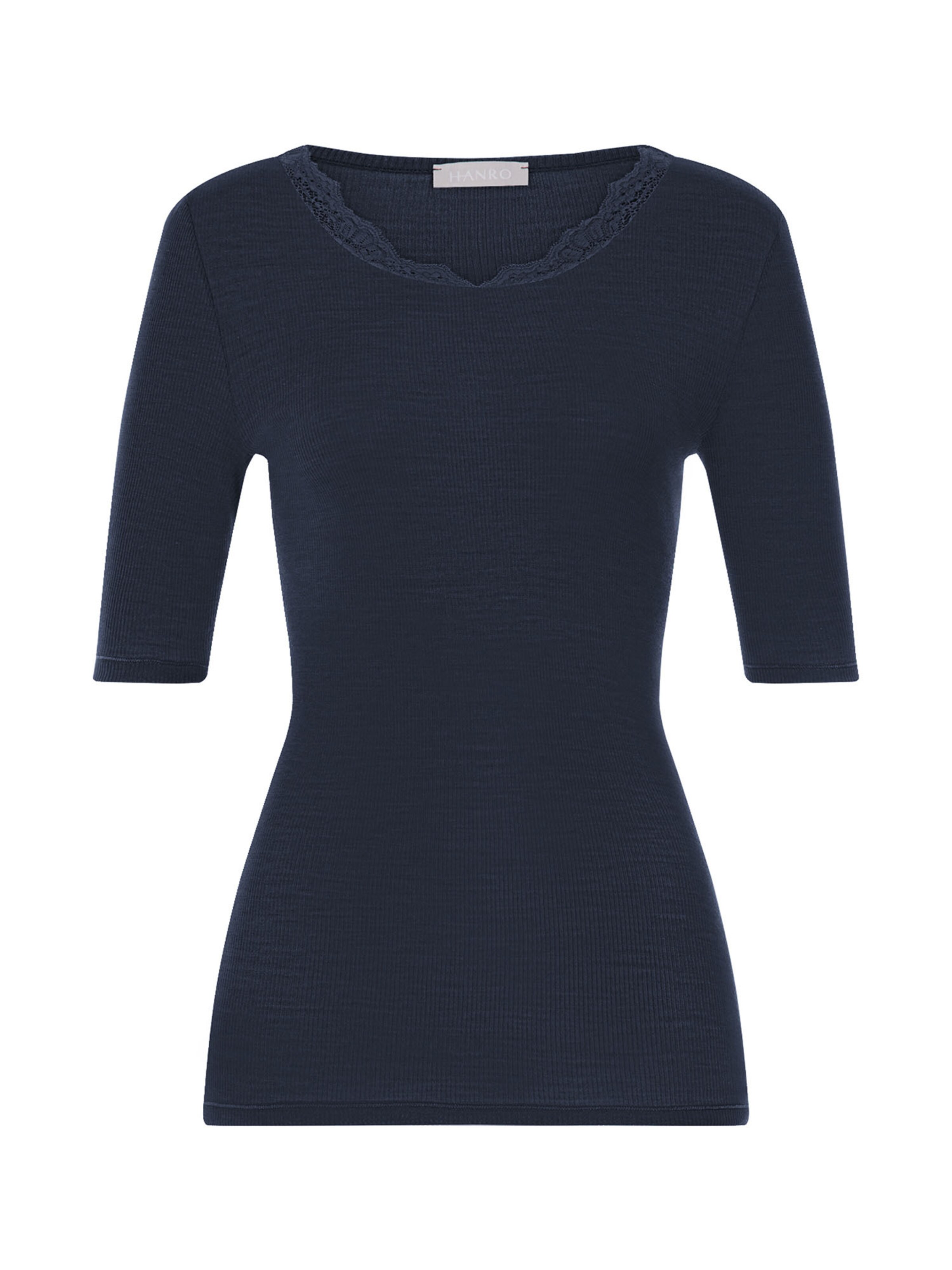 Hanro Shirt ' Woolen Lace ' in Blauw: voorkant