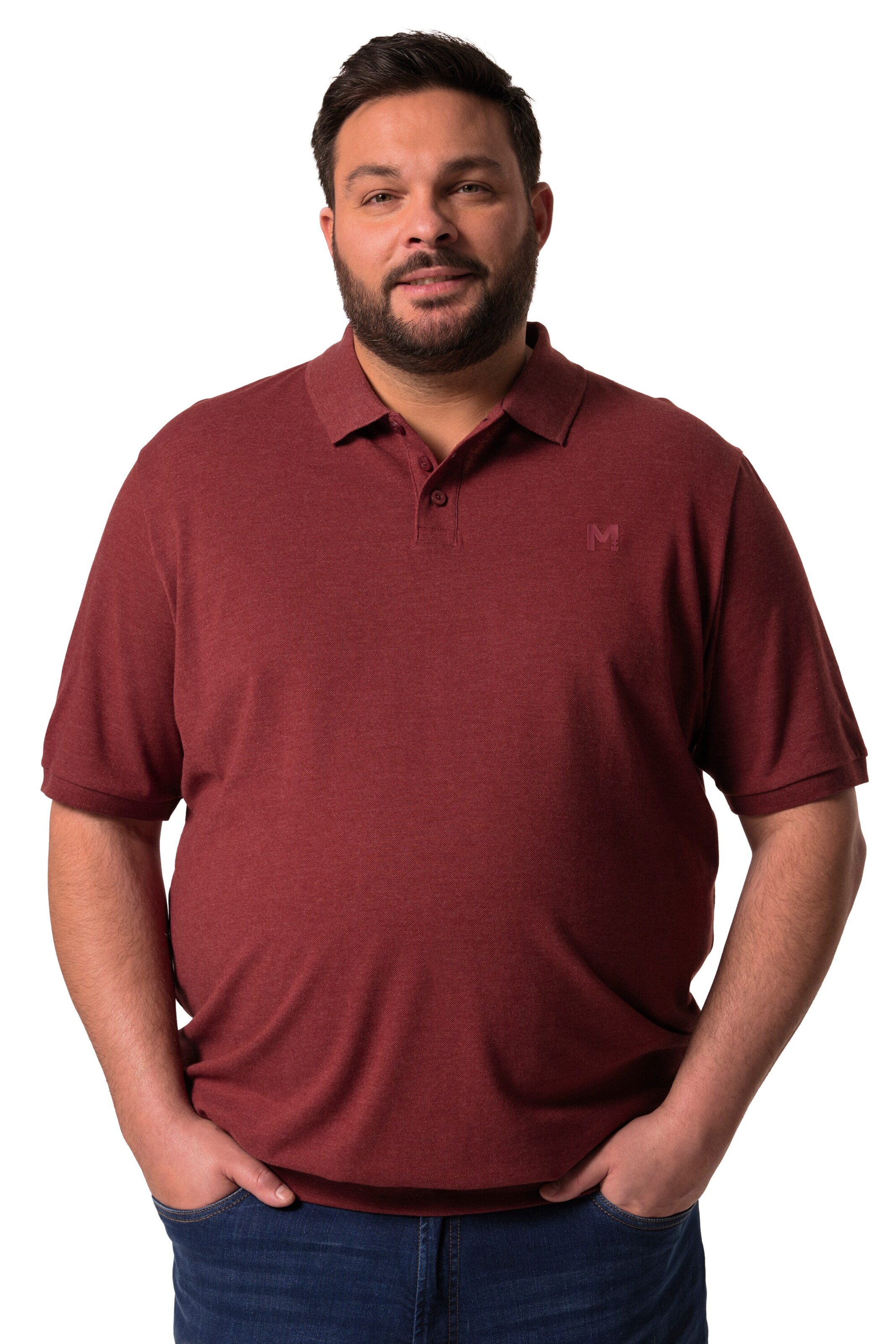 Men Plus Poloshirt in Rot: Vorderseite