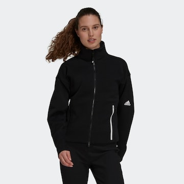 ADIDAS SPORTSWEAR Athletic Zip-Up Hoodie in Black