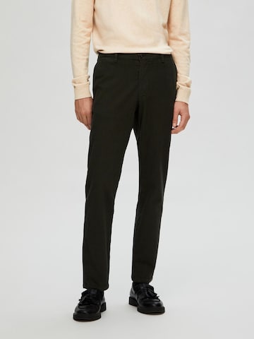 Coupe slim Pantalon 'MILES' SELECTED HOMME en vert : devant