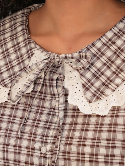 Camicia da donna in S Bigdart di colore marrone / bianco, Visualizzazione prodotti