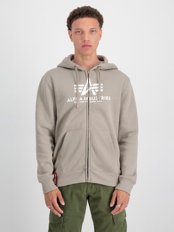 ALPHA INDUSTRIES Zip-Up Hoodie in Beige: front