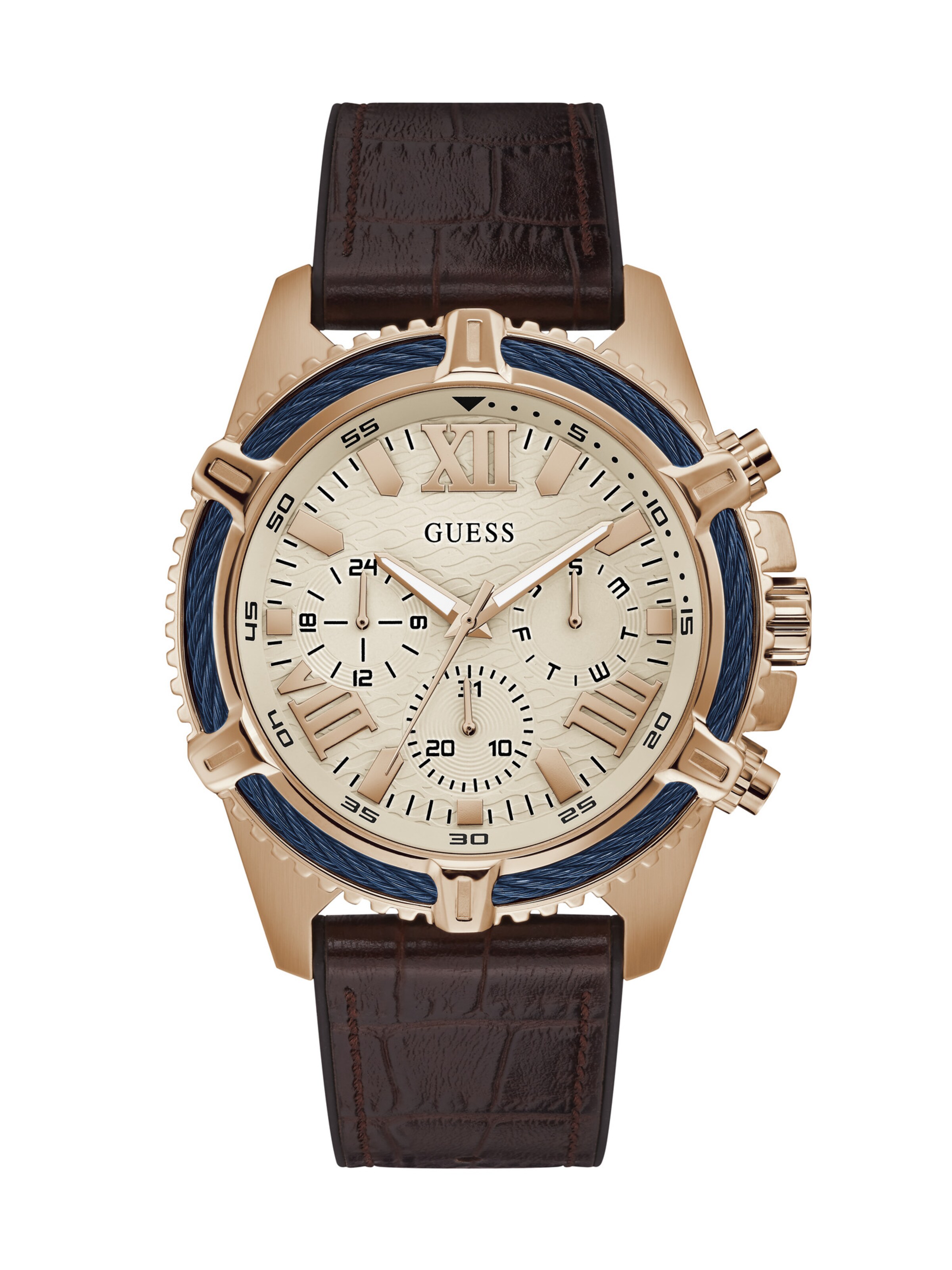 GUESS Uhr 'Apex' in Braun: Vorderseite