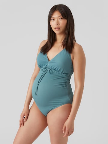 MAMALICIOUS Triangle Swimsuit 'LORA' in Blue: front