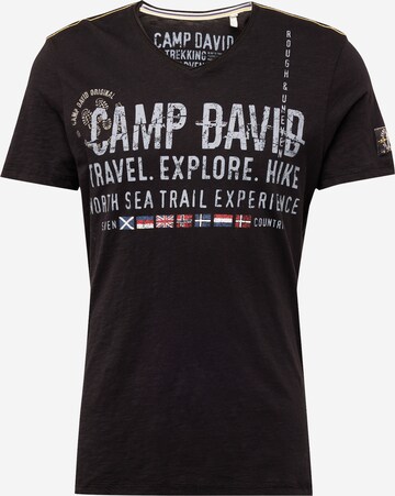 Tricou 'North Sea Trail' de la CAMP DAVID pe negru: față