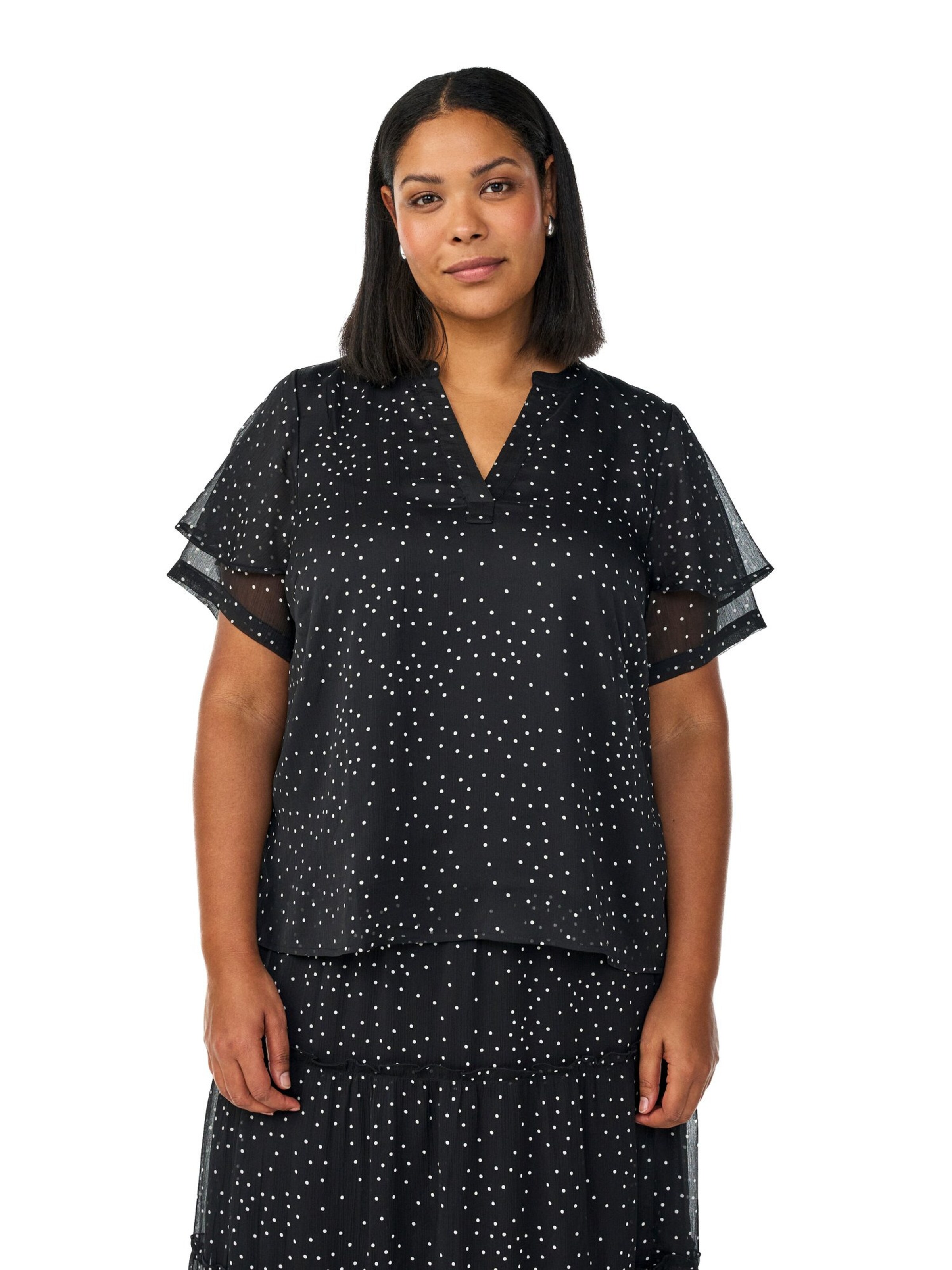 Zizzi Blúz 'Doru' - fekete: elől