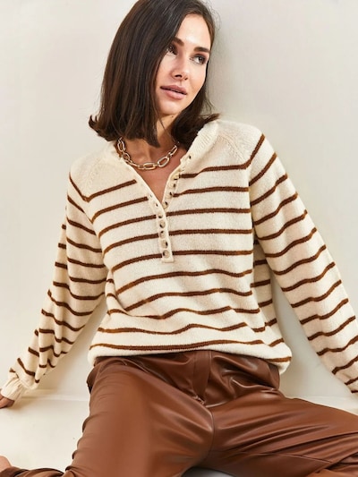 Pullover 'Pullover' in S-M Bianco Lucci di colore marrone, Visualizzazione prodotti