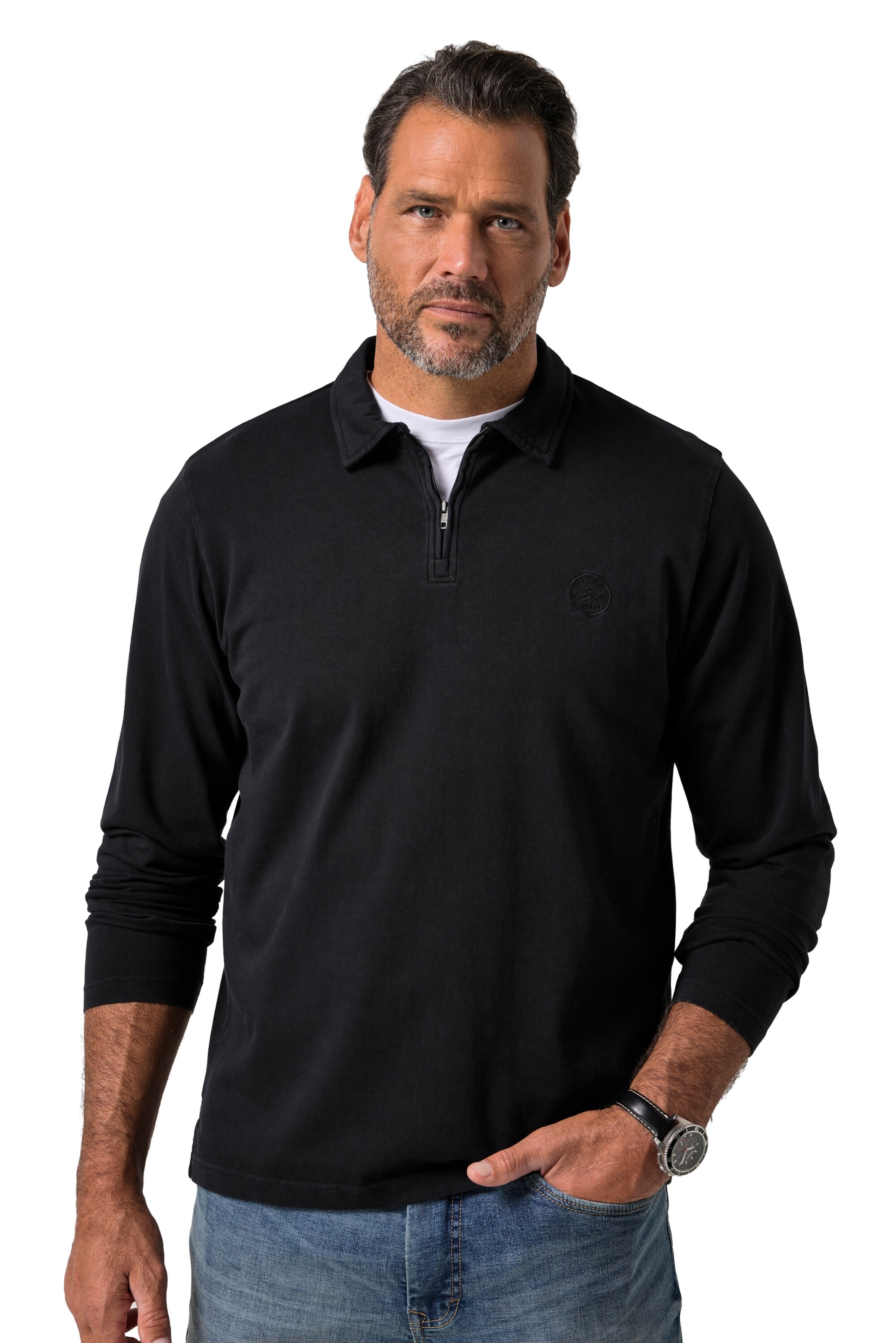 JP1880 Shirt in Schwarz: Vorderseite