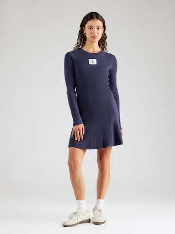 Calvin Klein Jeans Gebreide jurk in Blauw: voorkant