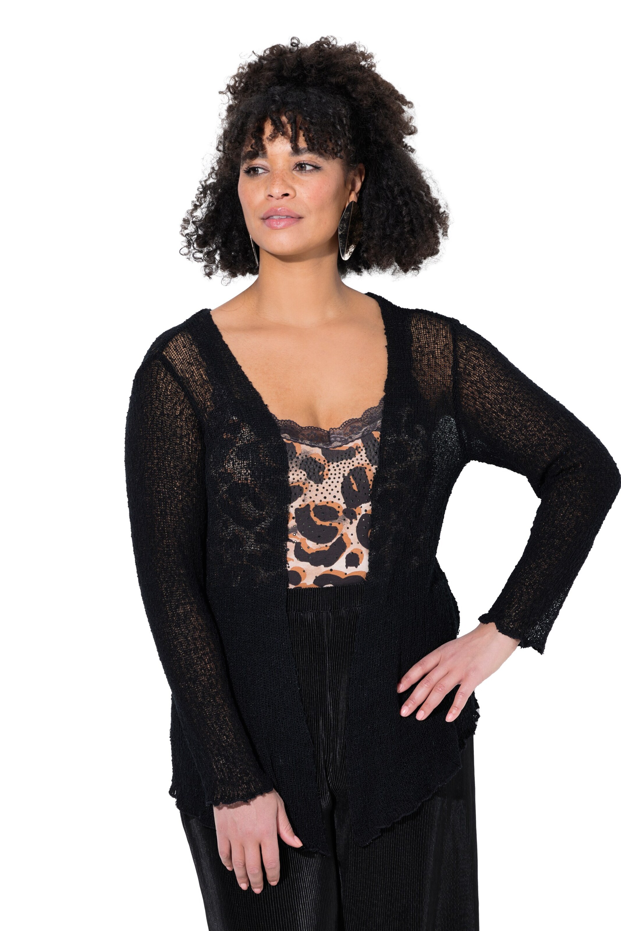 MIAMODA Gebreid vest in Zwart: voorkant