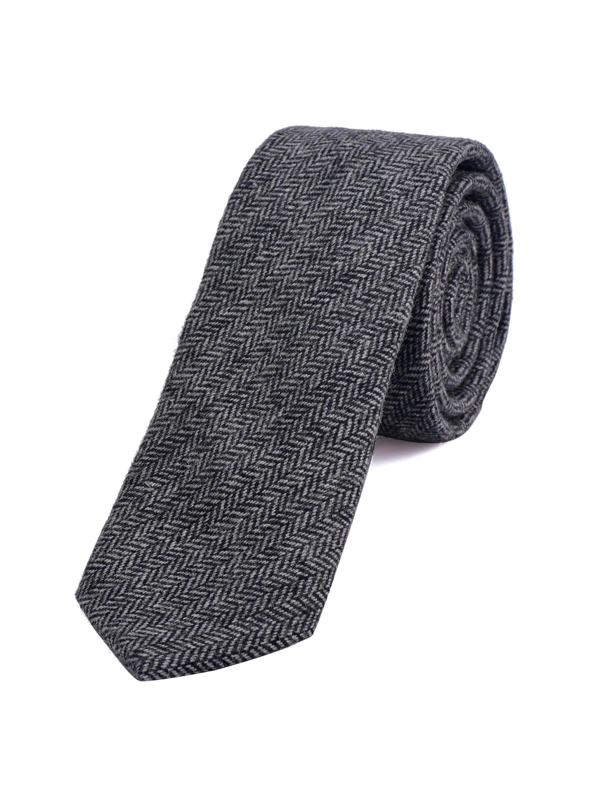 DonDon Krawatte 'DonDon Herren Krawatte 6 cm Baumwolle dunkelblau-creme kariert'‌‌‌‌‌‌‌‌‌‌ in Grau: Vorderseite