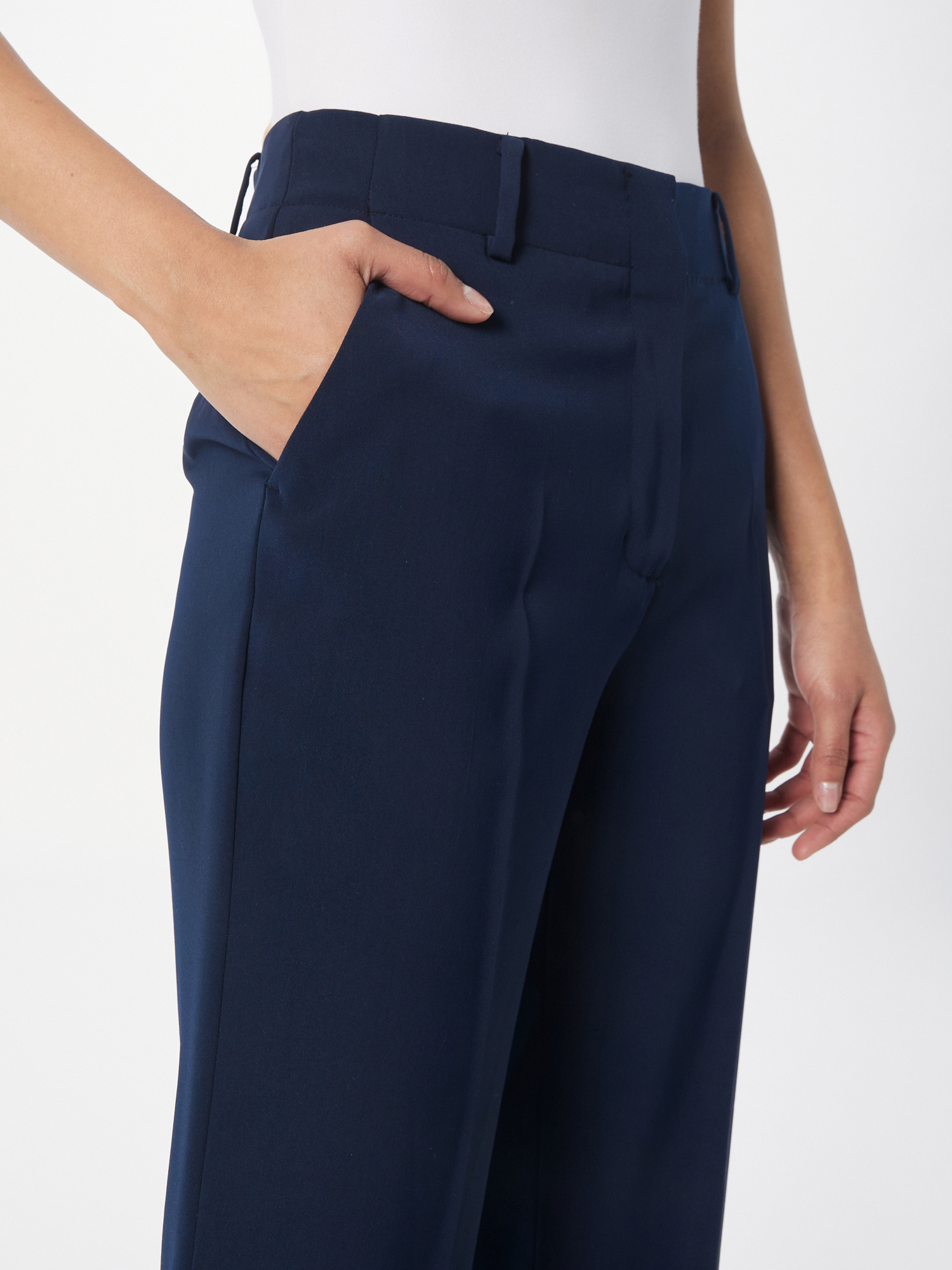 MORE & MORE Loose fit Trousers with creases in Blue