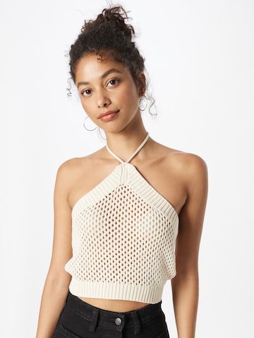 Monki Knitted top in White: front