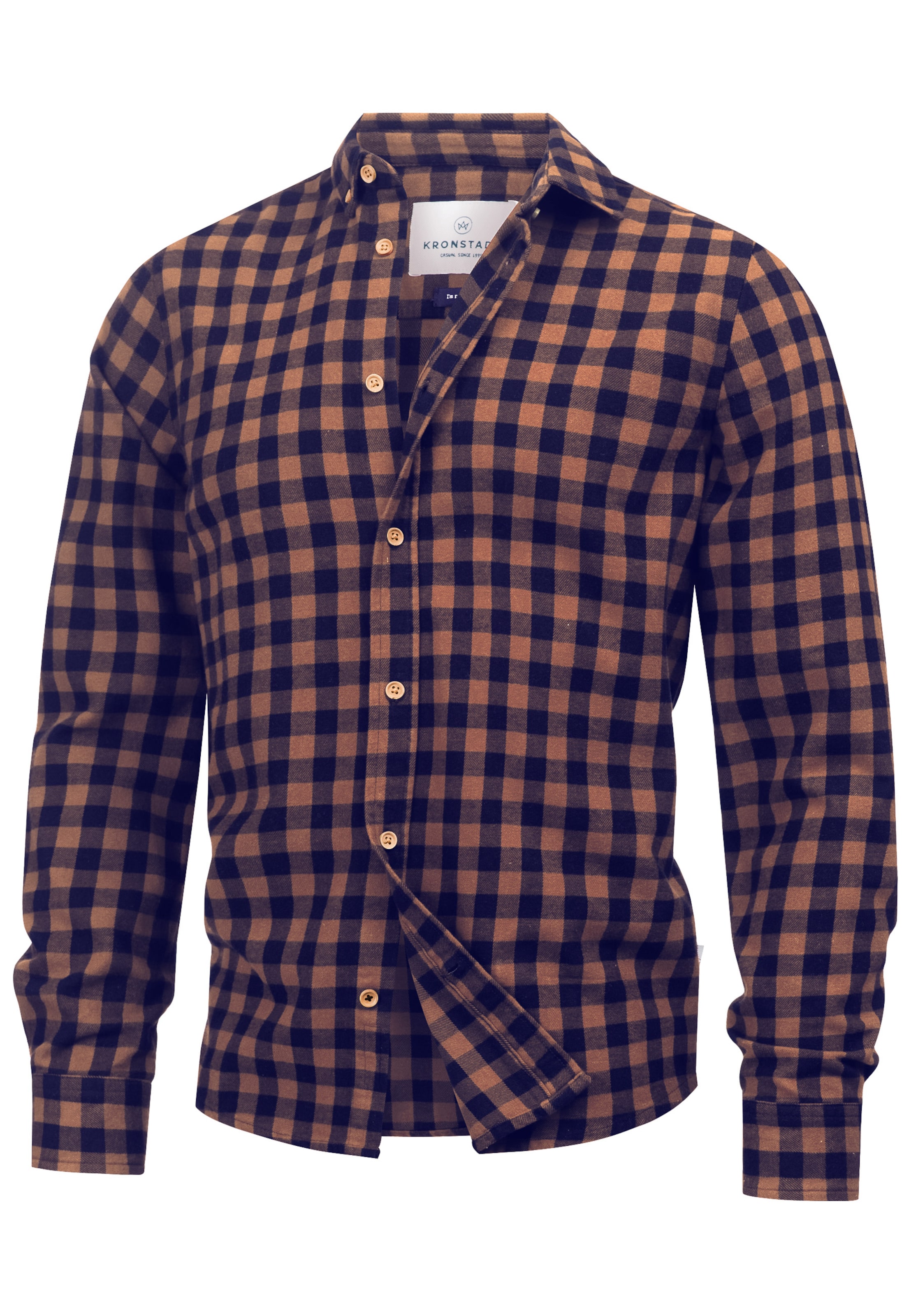 Kronstadt Regular fit Overhemd 'Johan' in Bruin: voorkant