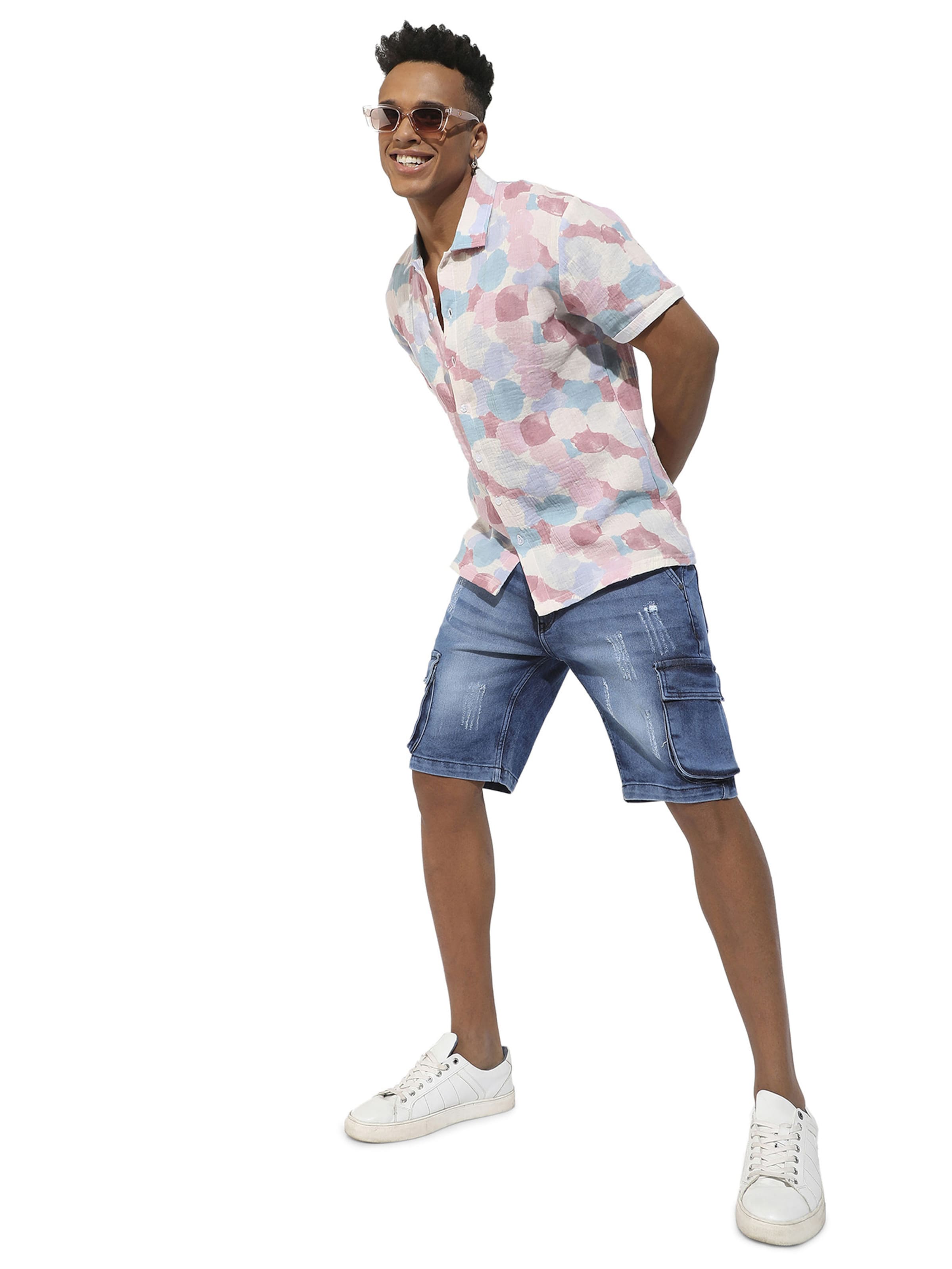 Campus Sutra Классический крой Рубашка 'Miles' в Ярко-розовый