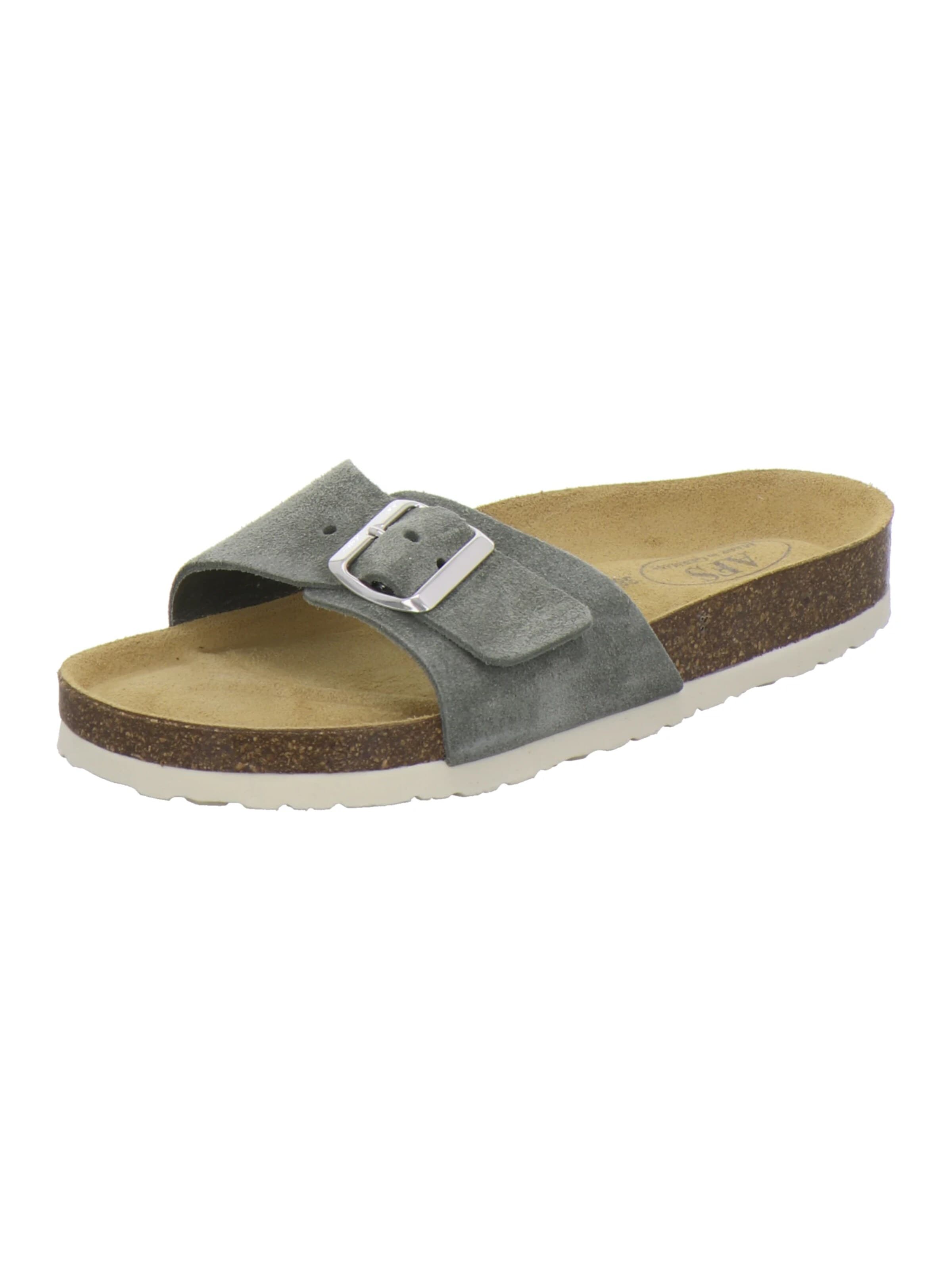 AFS-Schuhe - Zapatos abiertos 'Pantoletten Damen Einschnaller olive' en verde: frente