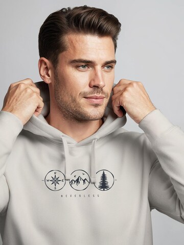 Neverless Sweatshirt 'Outdoor Kompass' in Beige