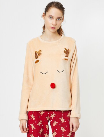 Koton Pajama Shirt in Beige: front