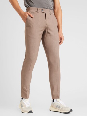 Coupe slim Pantalon 'Club' Lindbergh en beige : devant