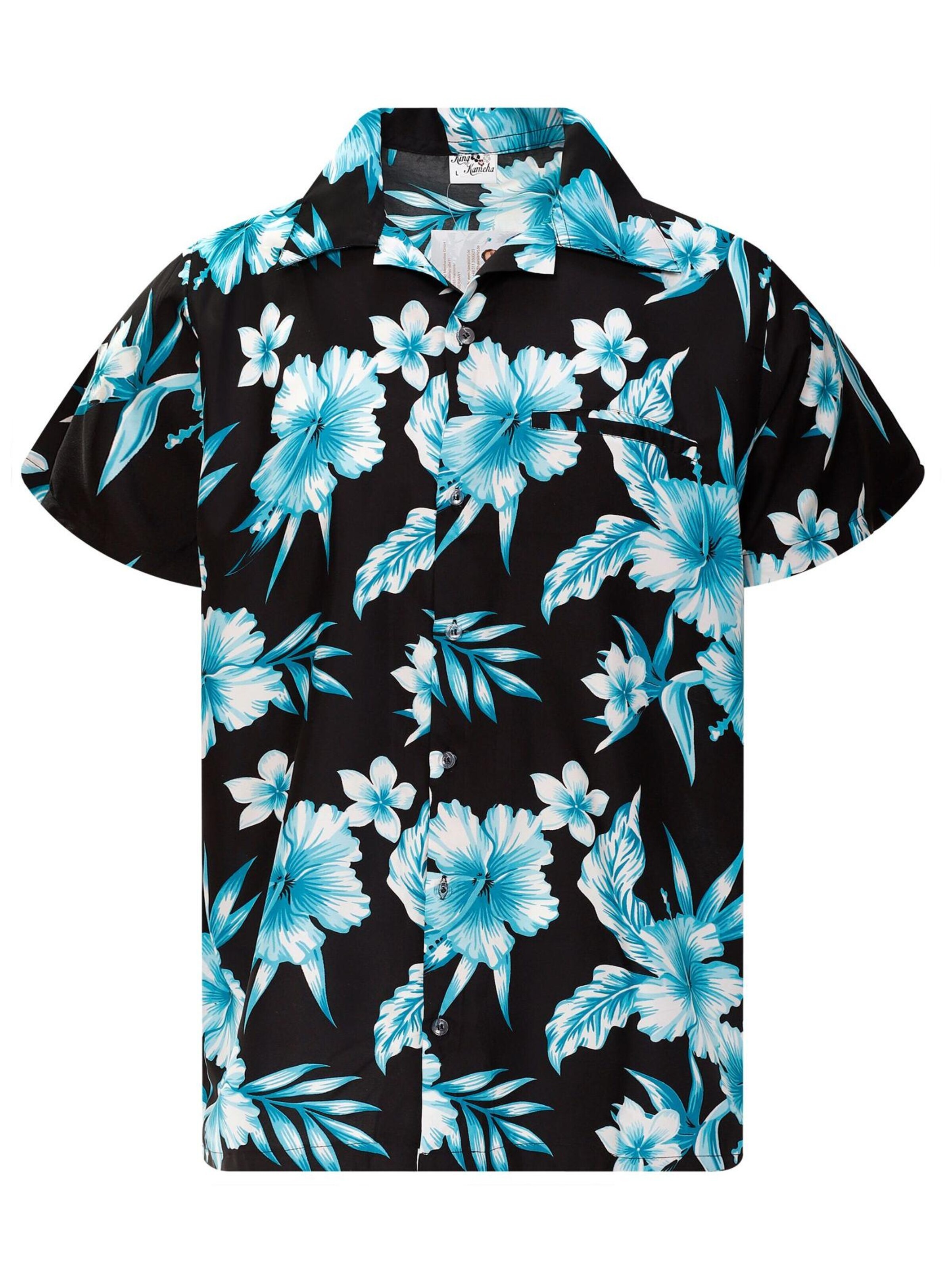 Maglietta 'Mono Flowers' di King Kameha in blu: frontale