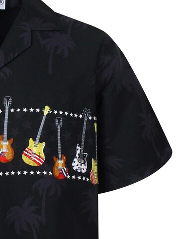 Pacific Legend Regular Fit Hemd 'E-Gitarre Brustdruck'‌‌‌‌ in Schwarz