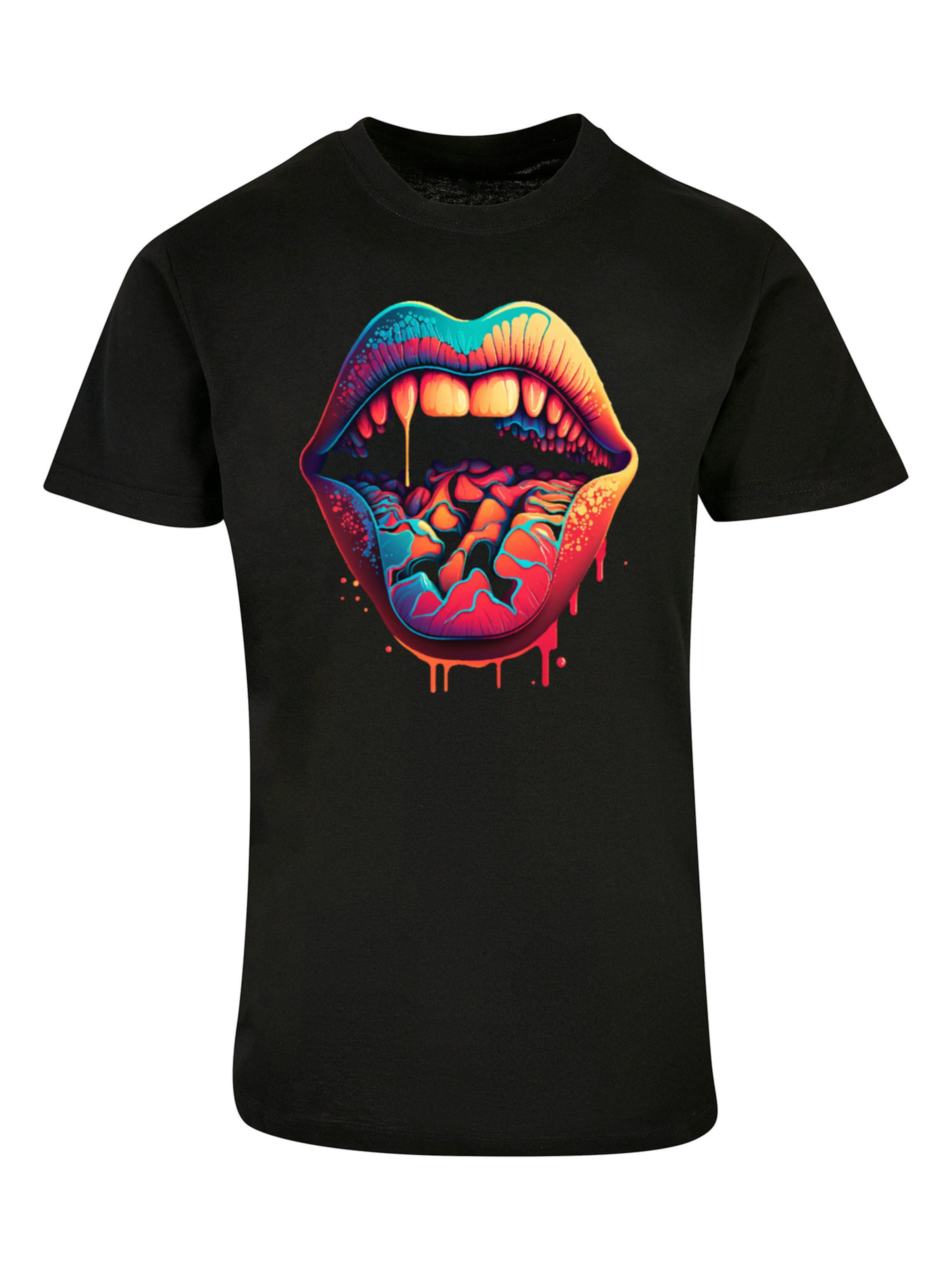 F4NT4STIC Shirt 'Drooling Lips' in Black: front
