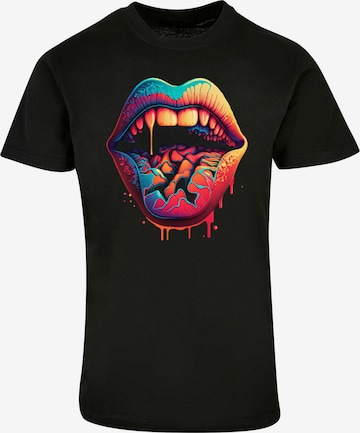 F4NT4STIC Shirt 'Drooling Lips' in Zwart: voorkant