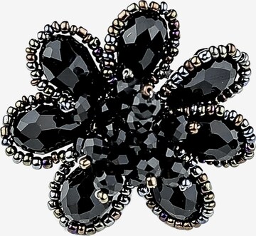 COLLEZIONE ALESSANDRO Ring 'Strassblüte' in Black: front