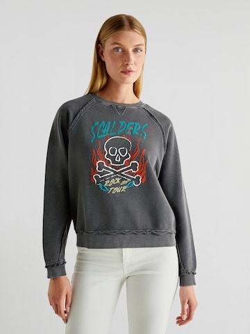 Sweat-shirt 'Flame Skull' Scalpers en gris : devant