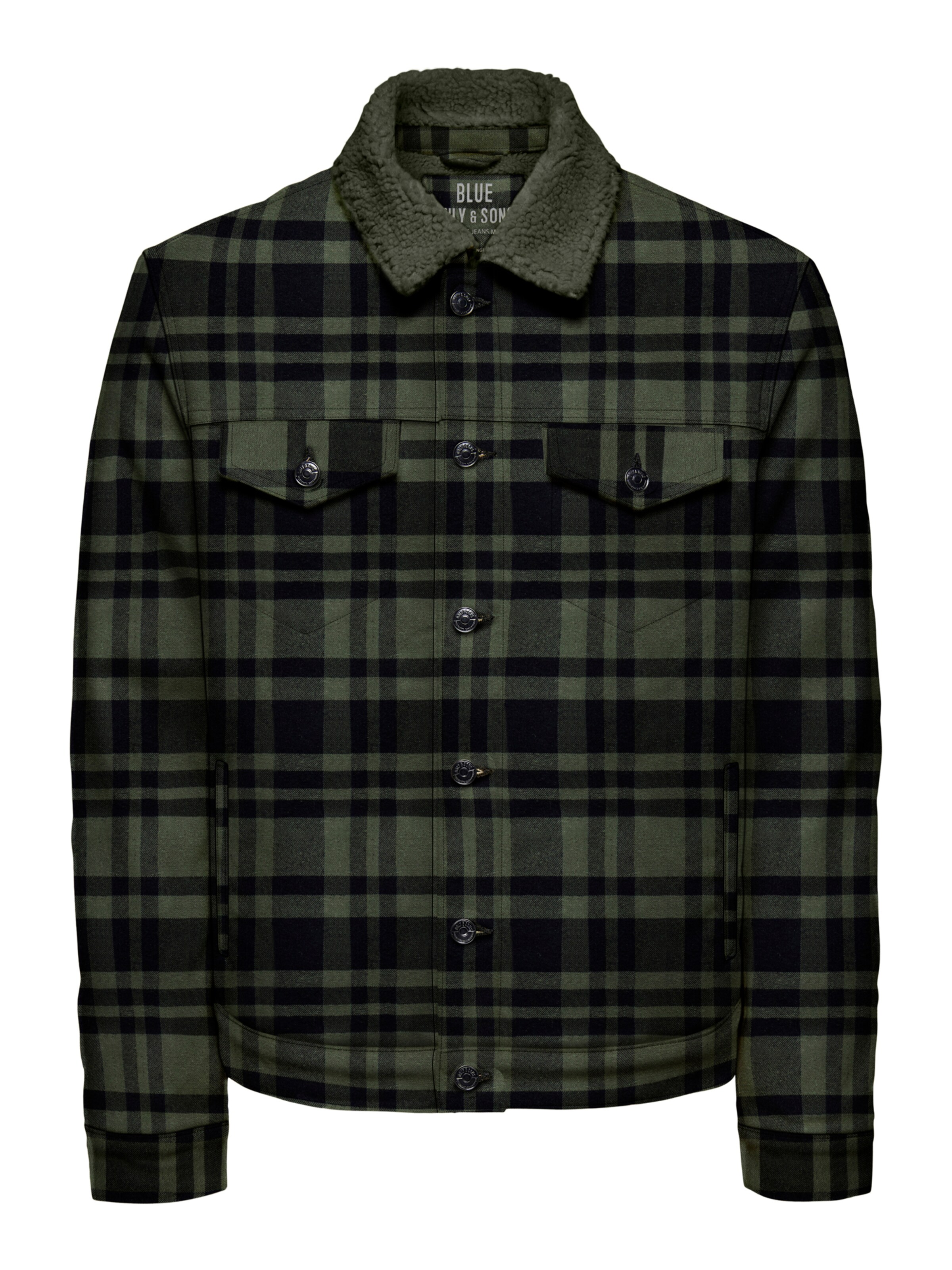Only & Sons Between-season jacket 'ONSLOUIS' in S in Green / Black, Item view