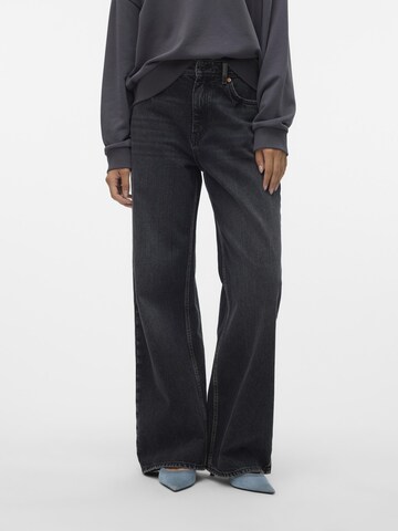 VERO MODA Wide leg Jeans 'Kathy' in Zwart: voorkant