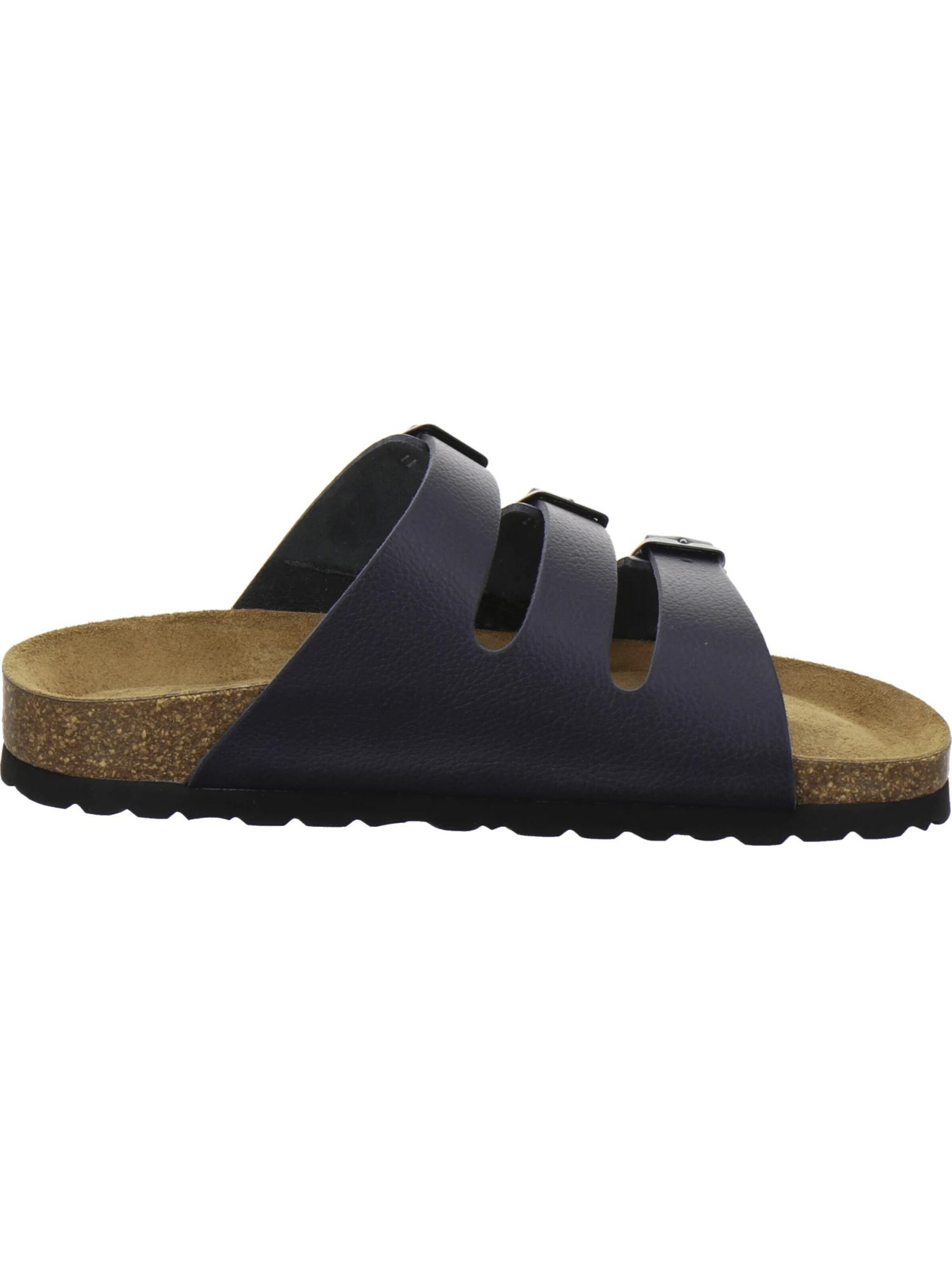 AFS-Schuhe - Zapatos abiertos 'Pantoletten Damen Dreischnaller navy' en azul