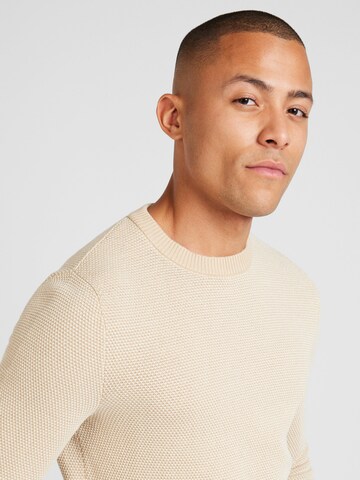 JACK & JONES Sweater 'JJEGlobe' in Beige