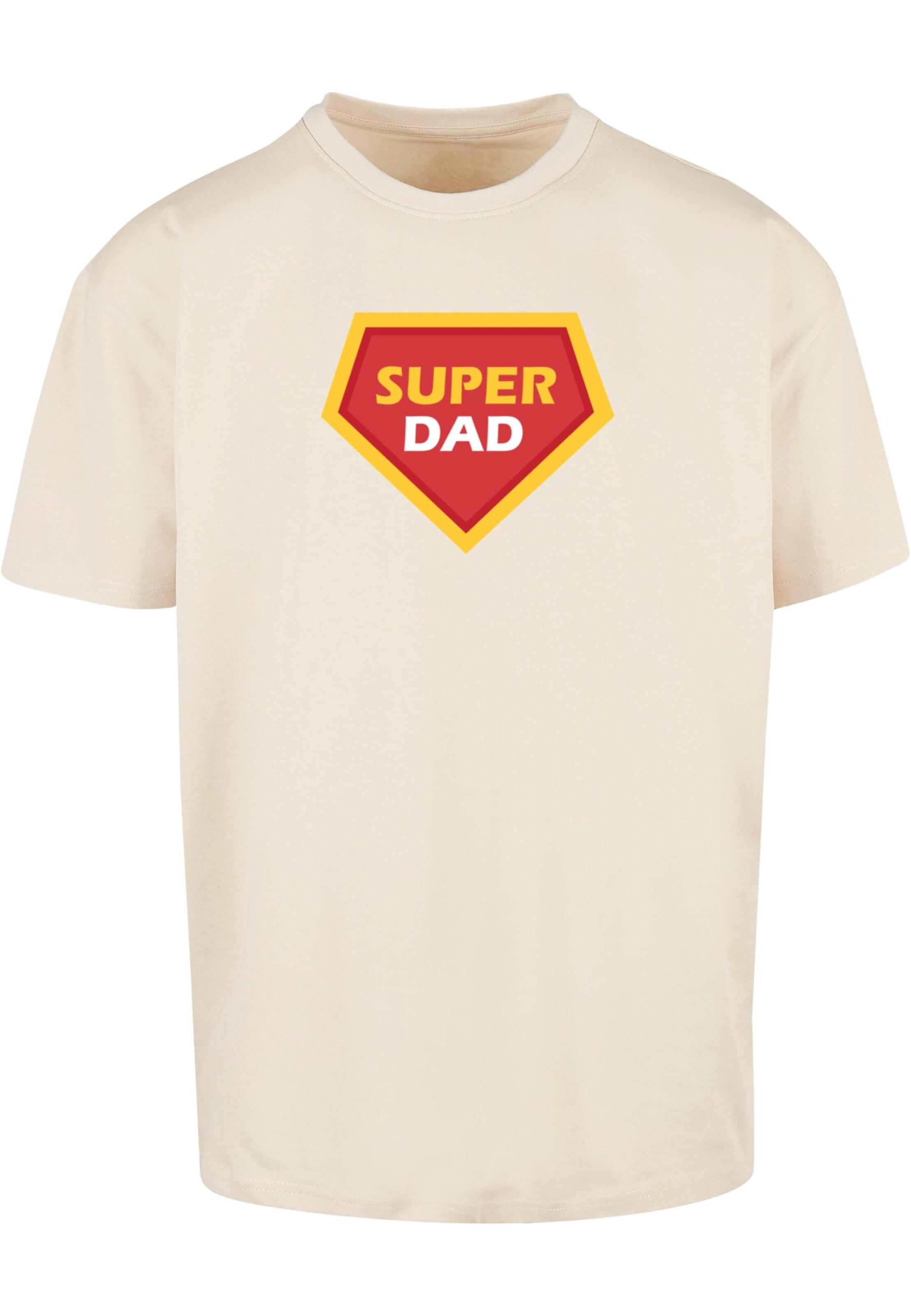 Merchcode Shirt 'Fathers Day - Super Dad' in Beige: voorkant