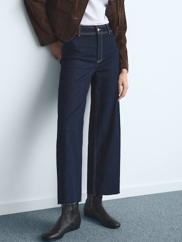 MANGO Široke hlačnice Kavbojke 'CATHERIN' | modra barva: sprednja stran