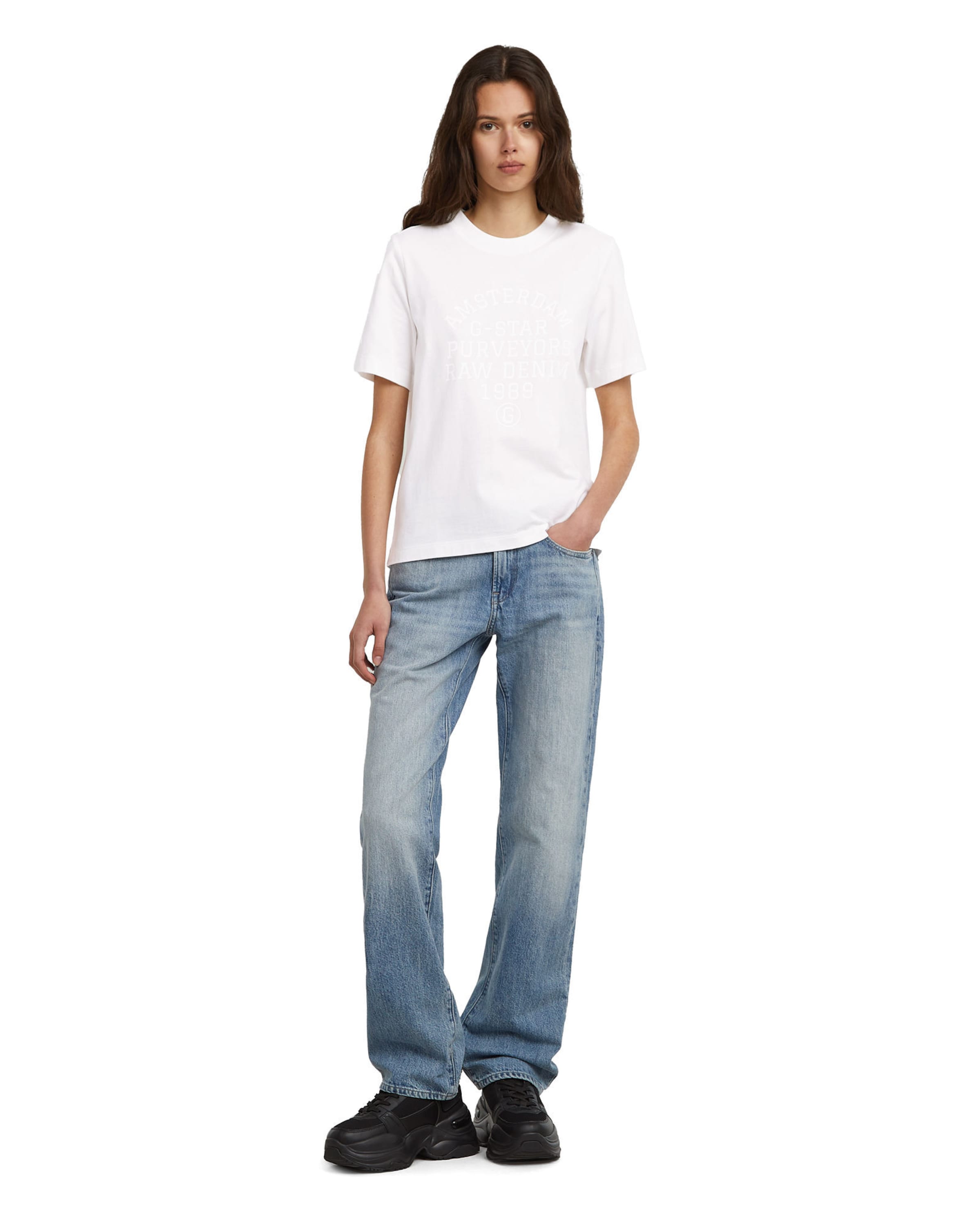 G-STAR Shirt 'Text Graphic' in White