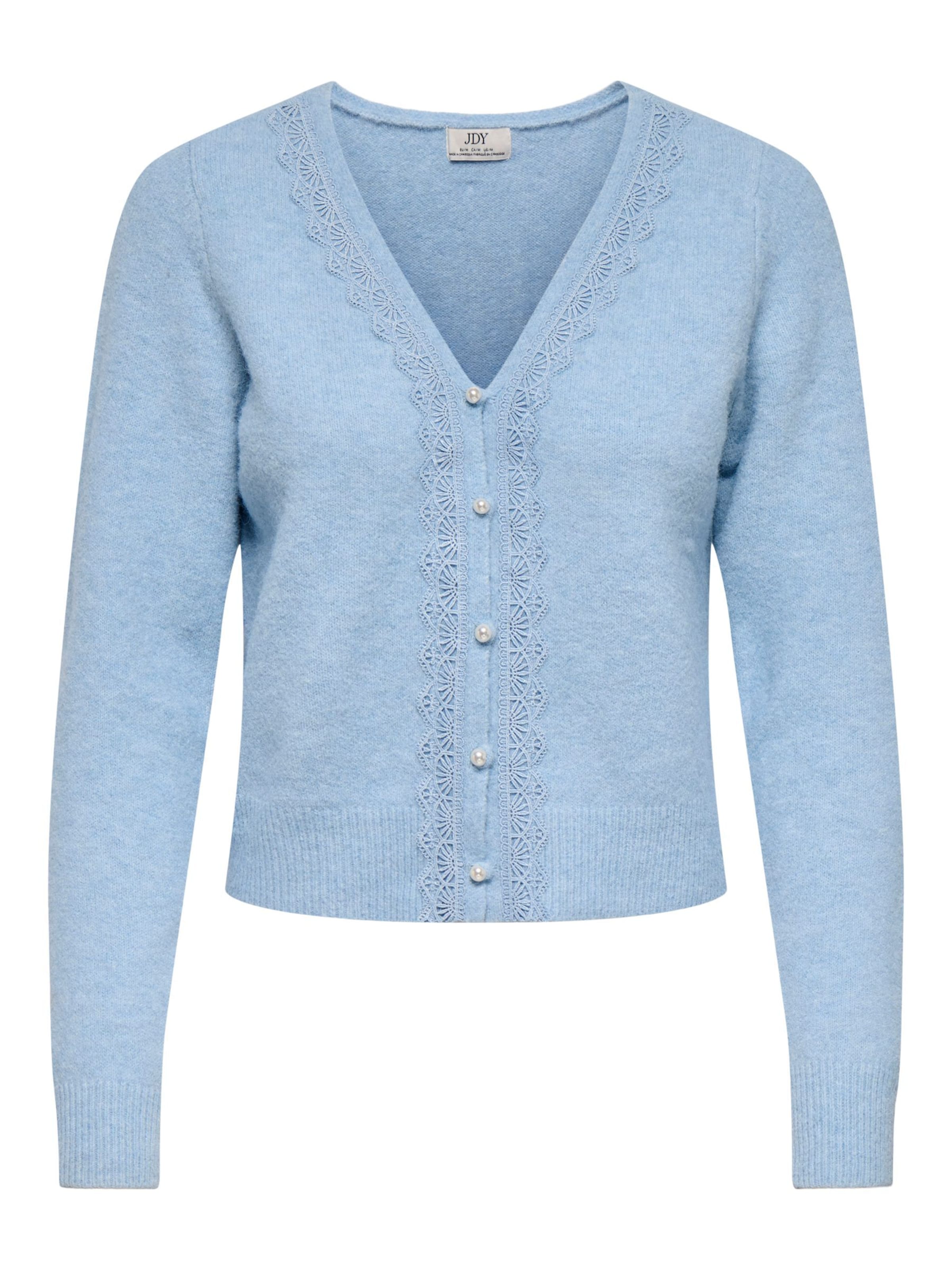 JDY Gebreid vest 'JDYFRANCIE' in Blauw: voorkant