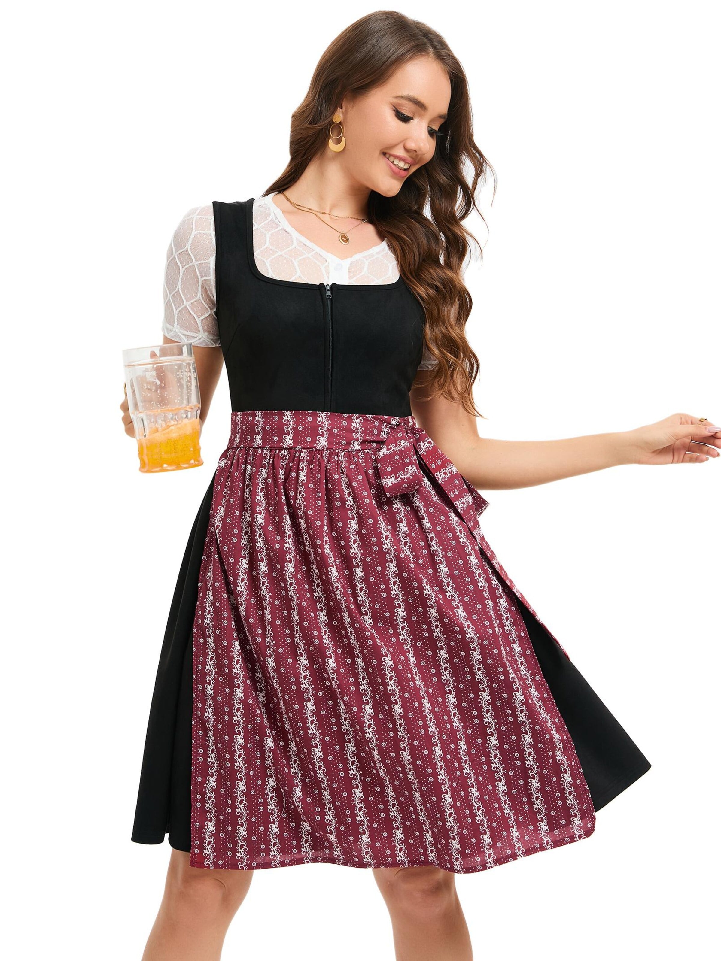 KoJooin Sukienka 'Deutsches Dirndlkleid für Damen, bayerisches Oktoberfest, Halloween, Karneval für die Feiertage' w kolorze czarny