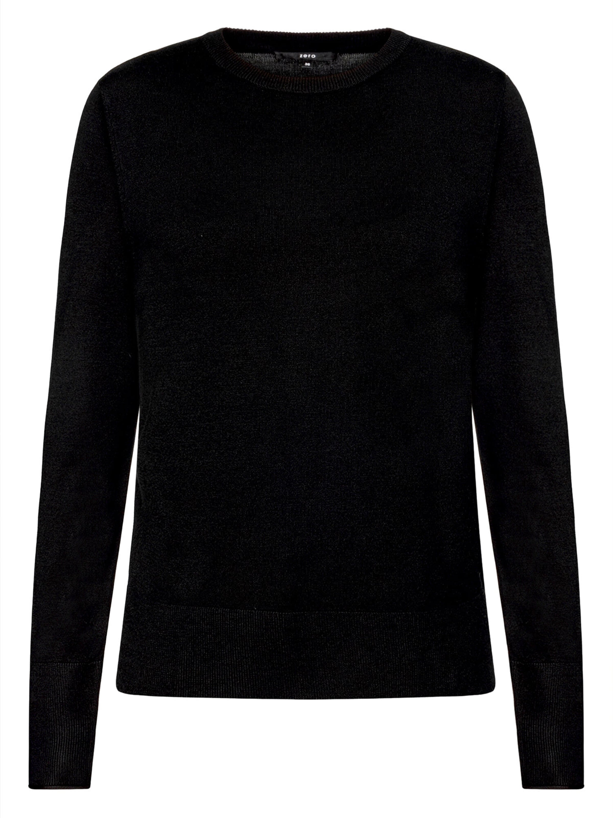 zero Feinstrickpullover mit Stehkragen in Schwarz: Vorderseite