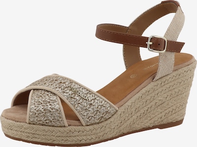 TOM TAILOR Sandale in 37 in beige / cognac / gold, Produktansicht