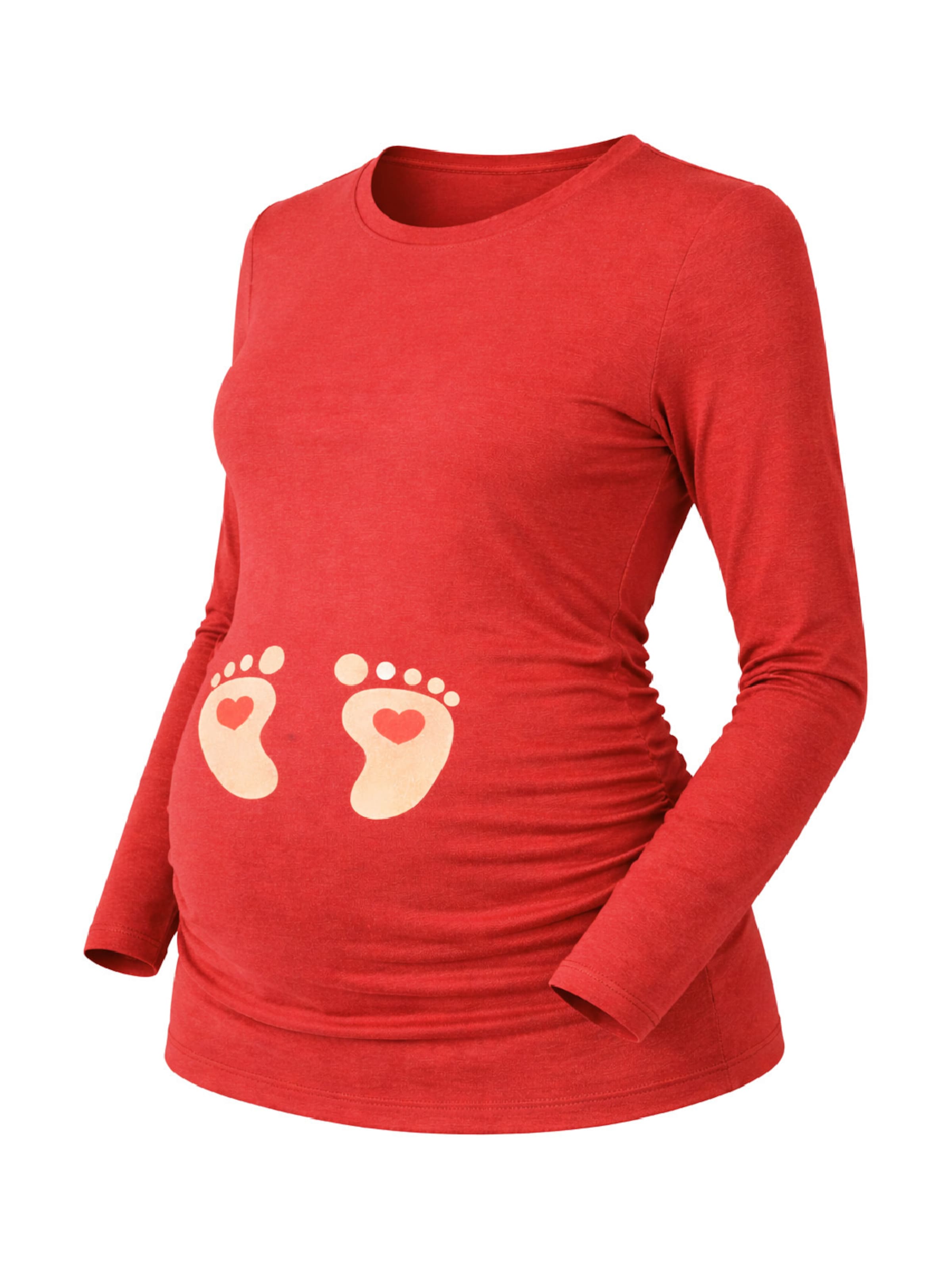 M.M.C. Shirt 'Baby Füße Umstandslangarmshirt'‌‌‌‌‌ in Pink: Vorderseite