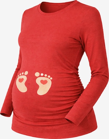 M.M.C. Shirt 'Baby Füße Umstandslangarmshirt' in Pink: front