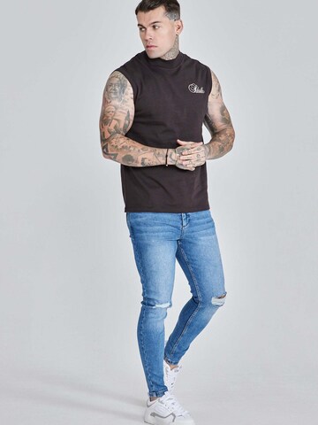 SikSilk Shirt 'Sleeveless' in Zwart: voorkant