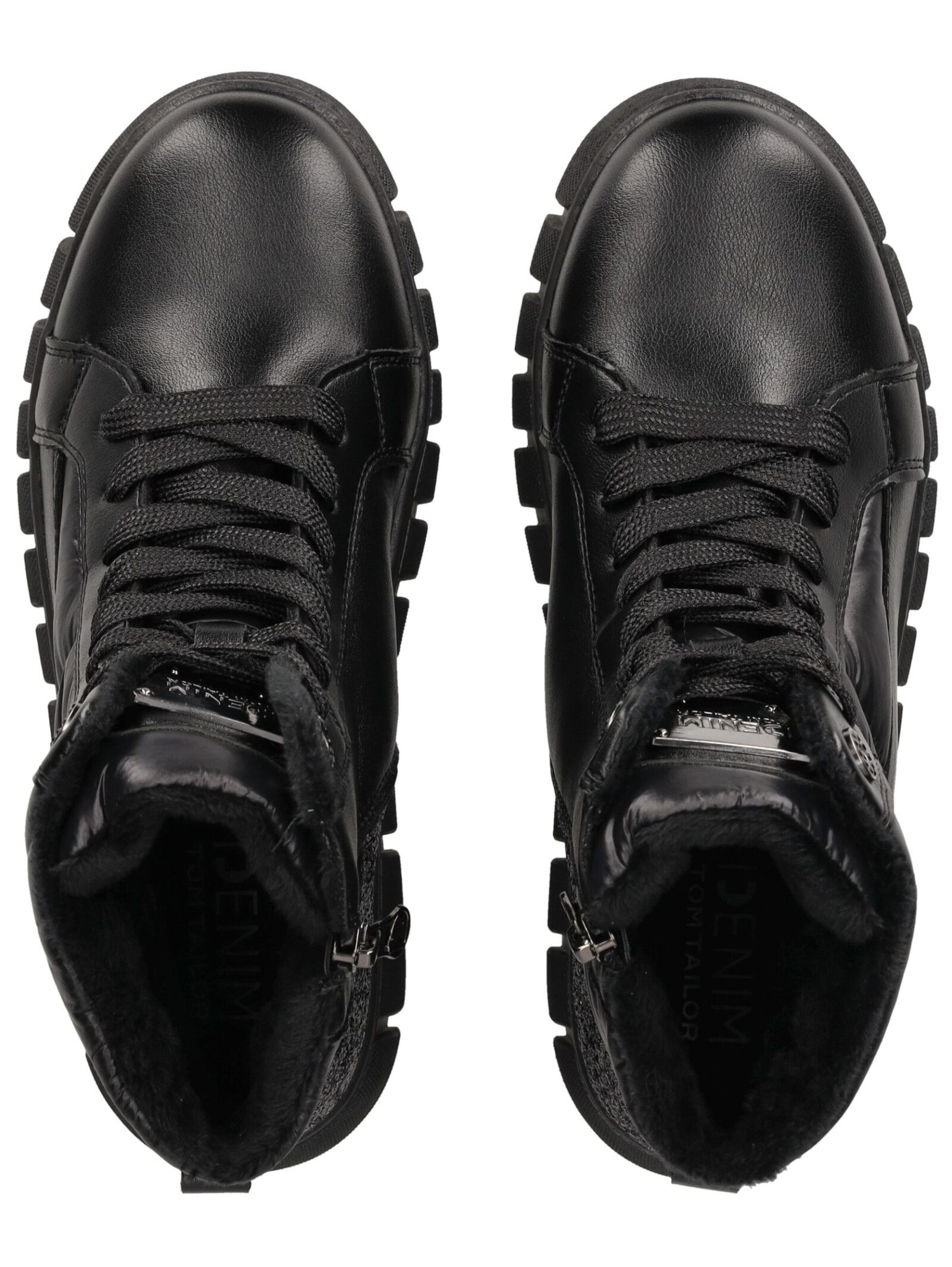 TOM TAILOR Lace-Up Ankle Boots in Black