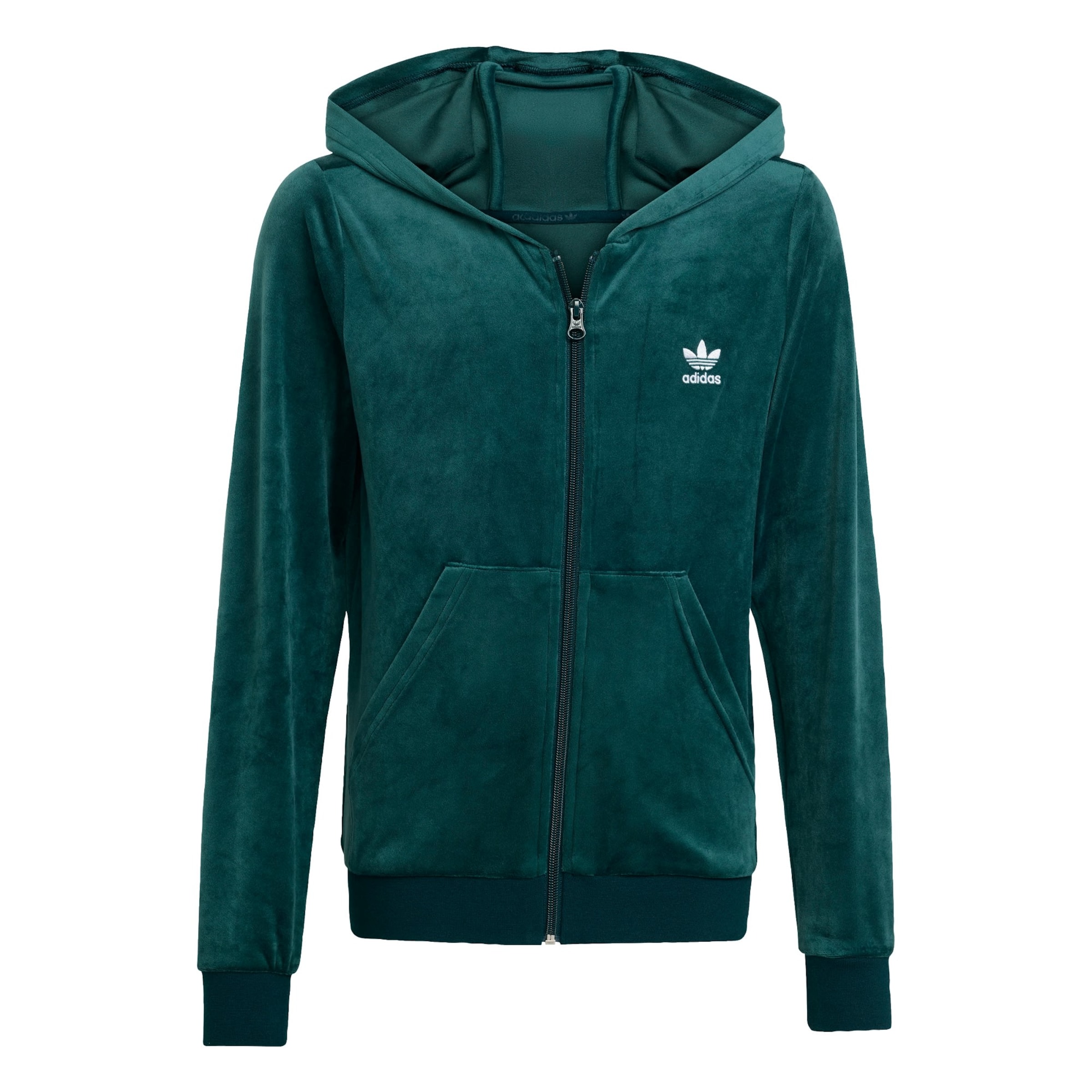 Veste de survêtement 'Velour Zip' ADIDAS ORIGINALS en vert : devant