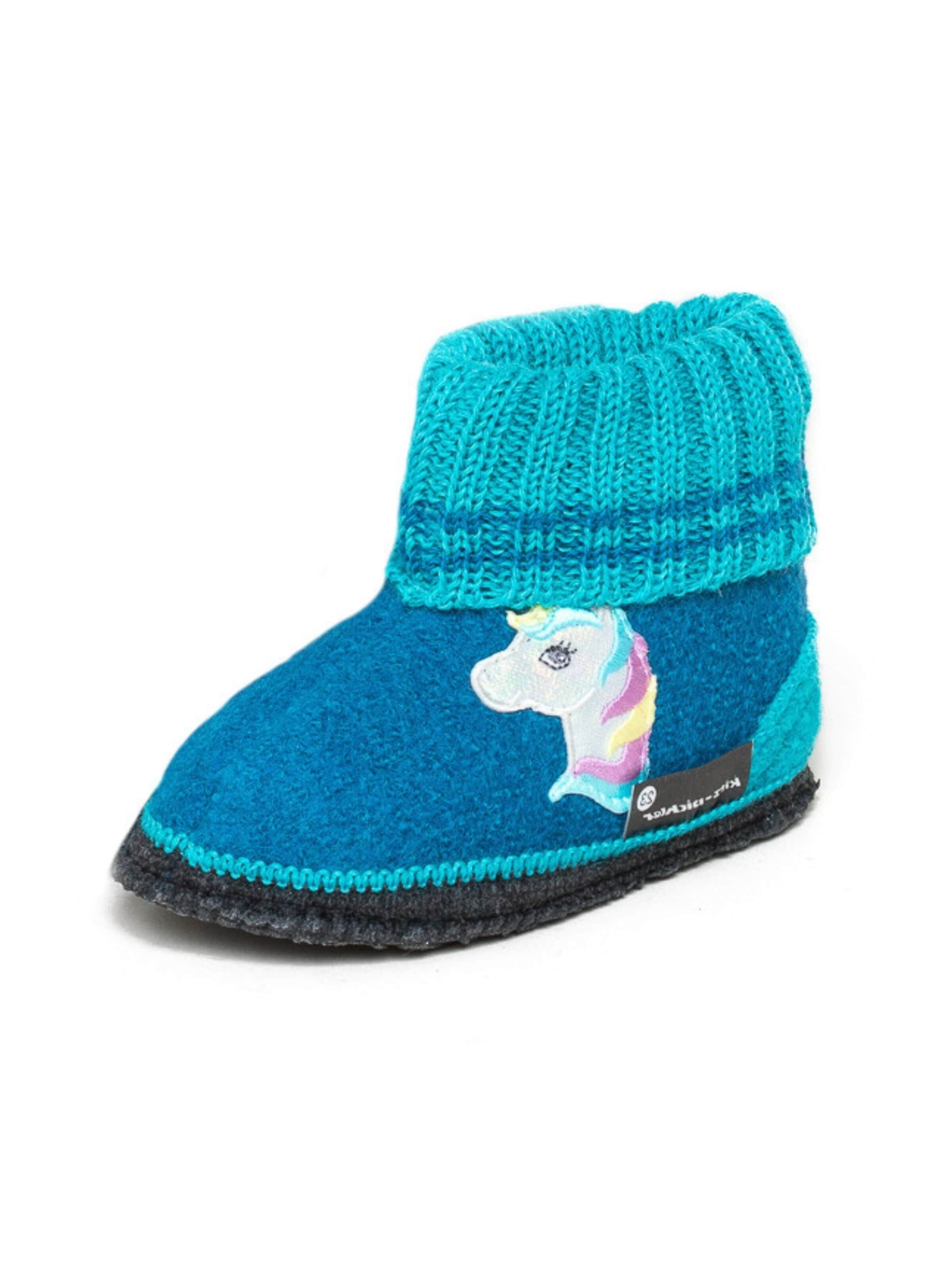 kitz-pichler Slippers 'Hüttenschuhe LM Kauns Einhorn' in Blue: front