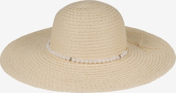 styleBREAKER Hut 'Papierstroh Sonnenhut Perlen Hutband' in Beige