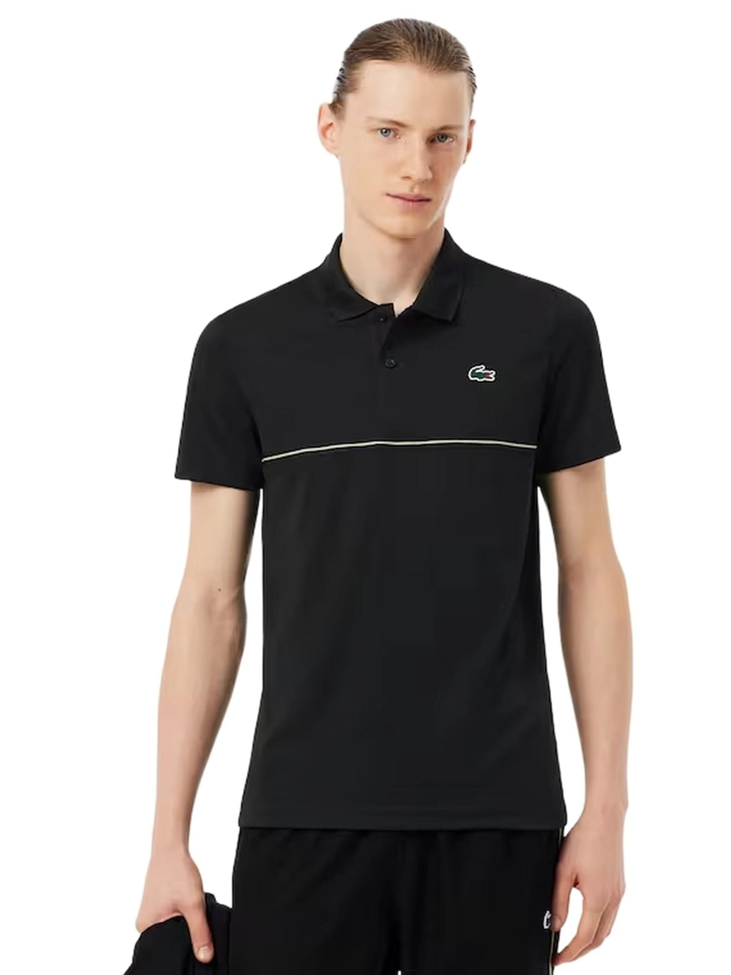 LACOSTE - Camiseta 'Polo lacoste negro back logo ultra dry polo shirt' en negro: frente